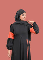 Neon Orange & Black Sportswear Abaya