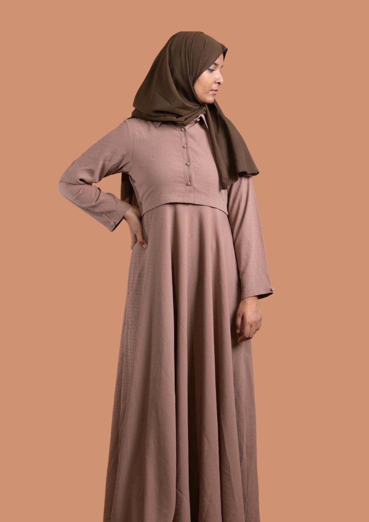 Beige Jacket Type Abaya