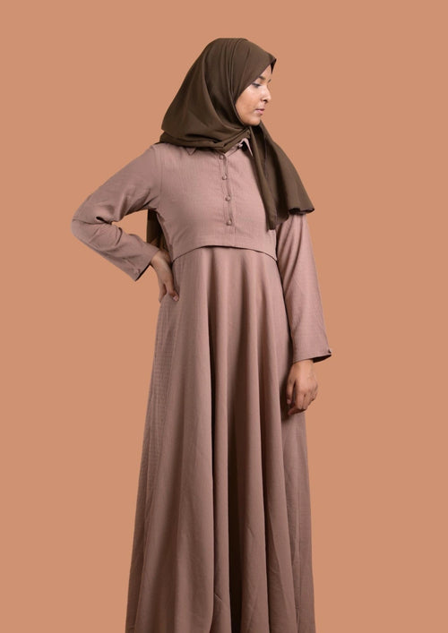 baraqah female modest fashion beige abaya for girls 