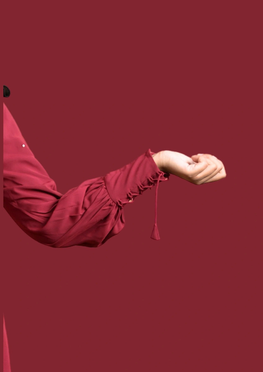 baraqah female red color modest fashion abaya for girls 