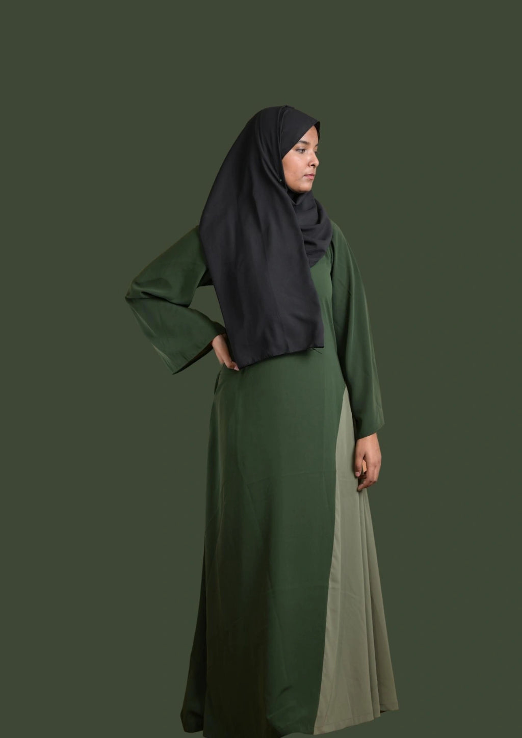 baraqah female green color modest fashion abaya for women 