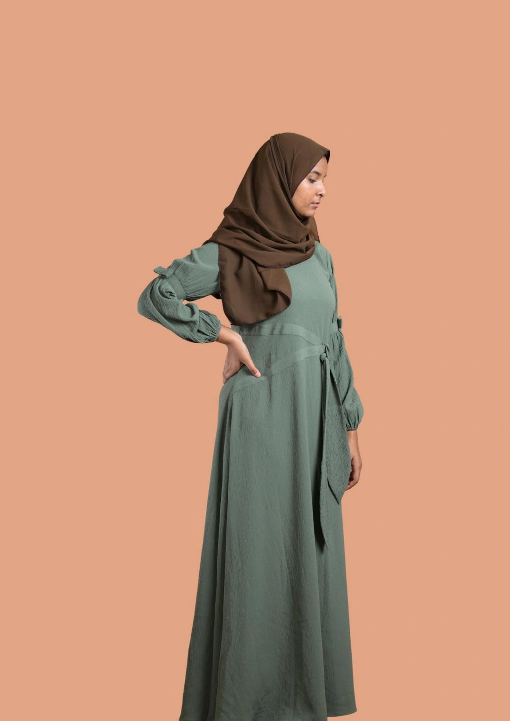 Mint Elegance Belt Illusion Abaya