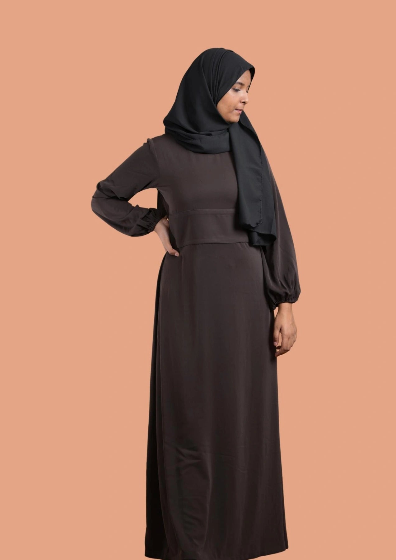baraqah female coffee brown color modest fashion abaya for girls 