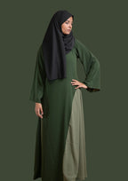 baraqah female green color modest fashion abaya for women 