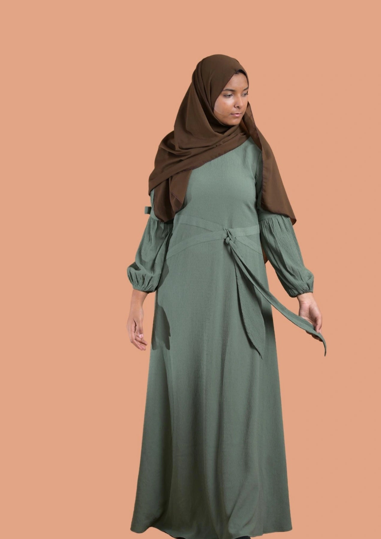 Mint Elegance Belt Illusion Abaya