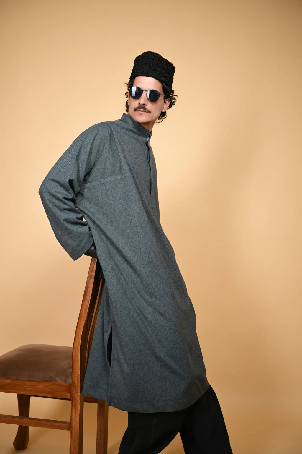 baraqah aquamarine lined men pheran 