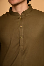 Pathan Army Green Kameez Shalwar