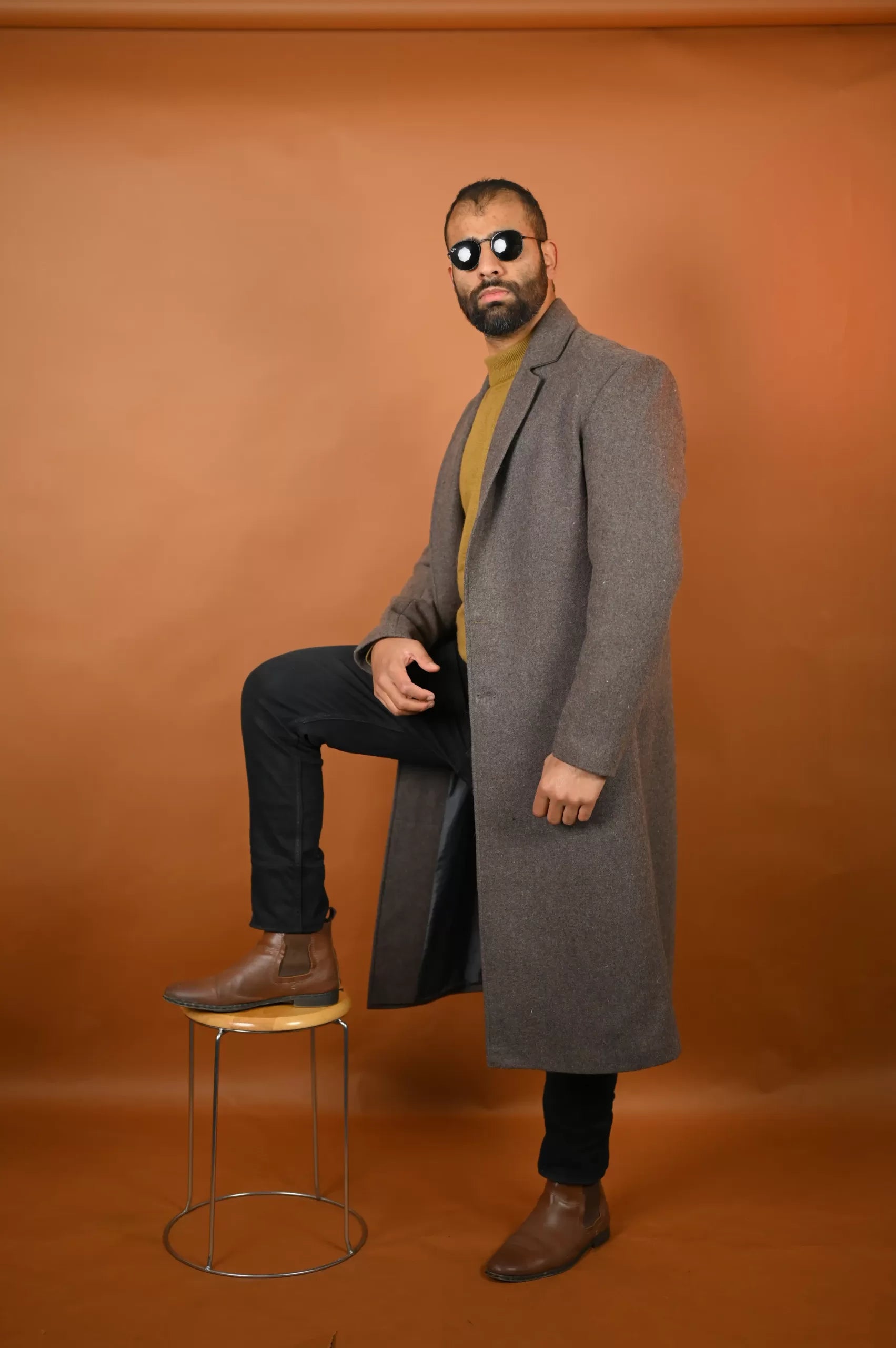 baraqah ash grey winter overcoat for men