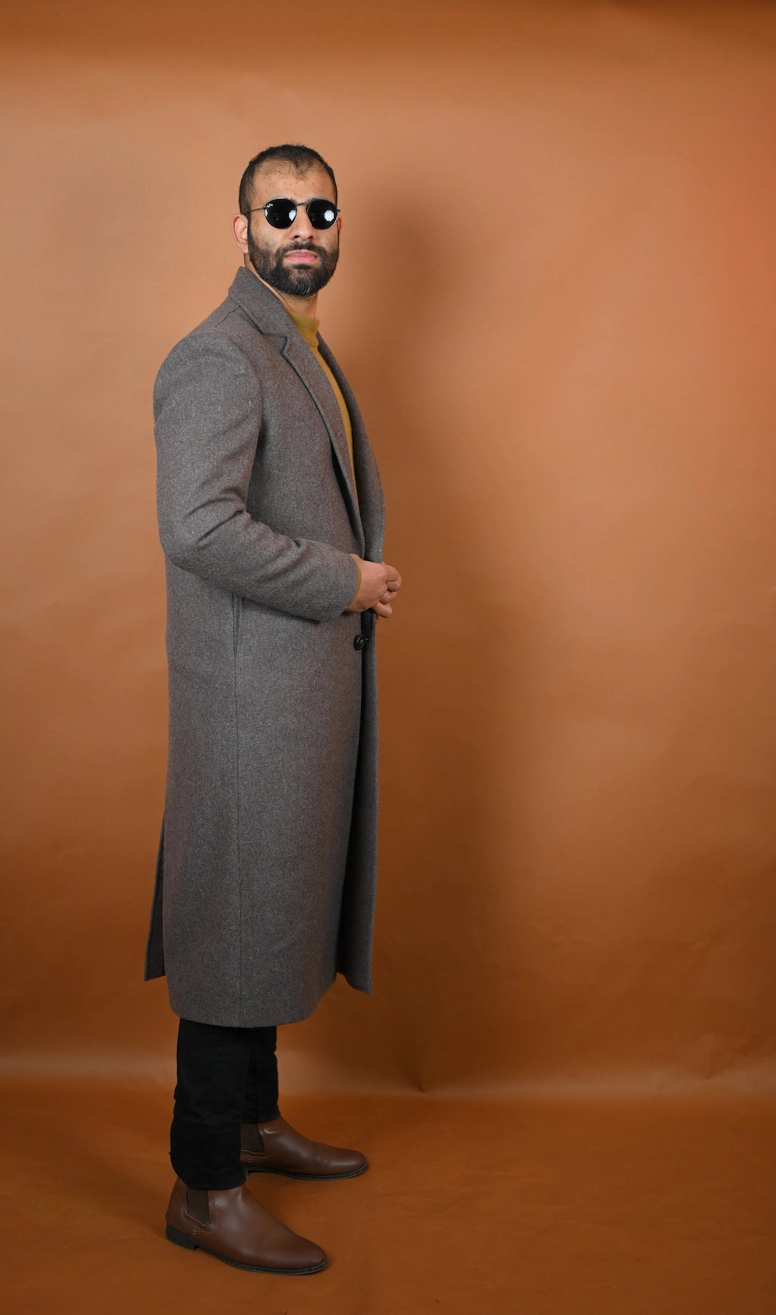 baraqah ash grey winter overcoat for men