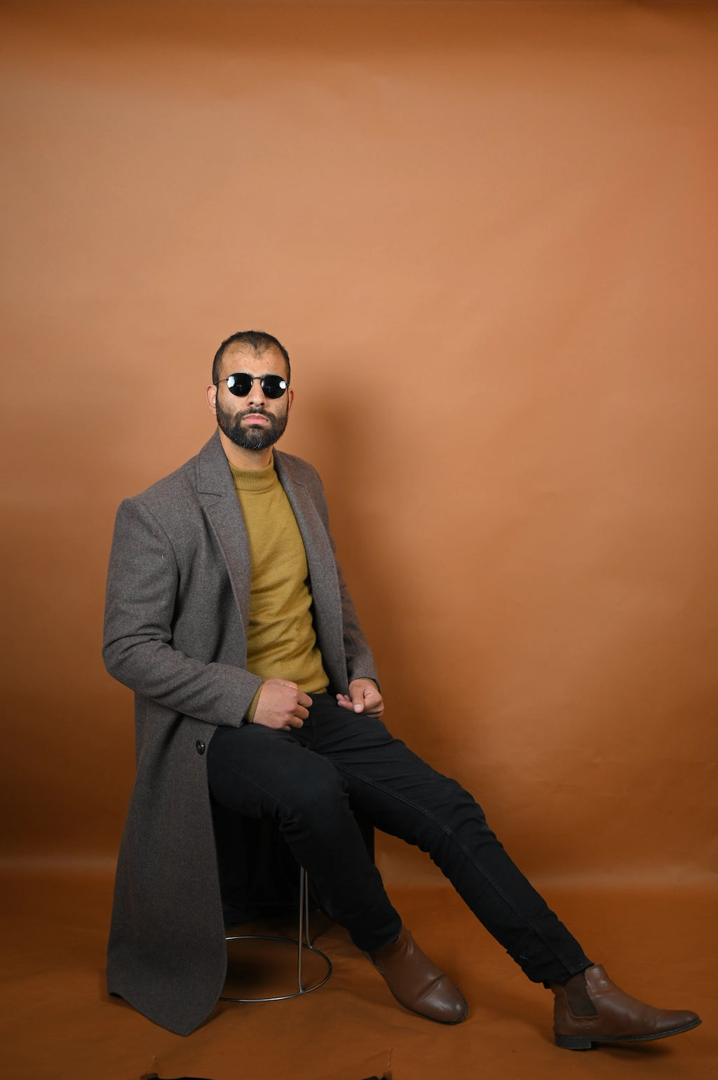 baraqah ash grey winter overcoat for men