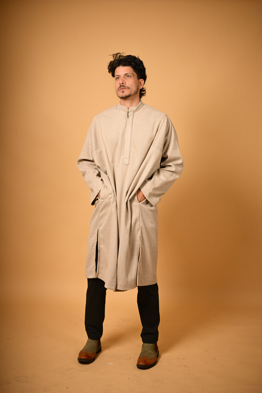 Beige Herringbone Pheran