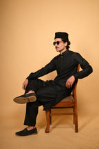 black pathan kameez shalwaar for men 