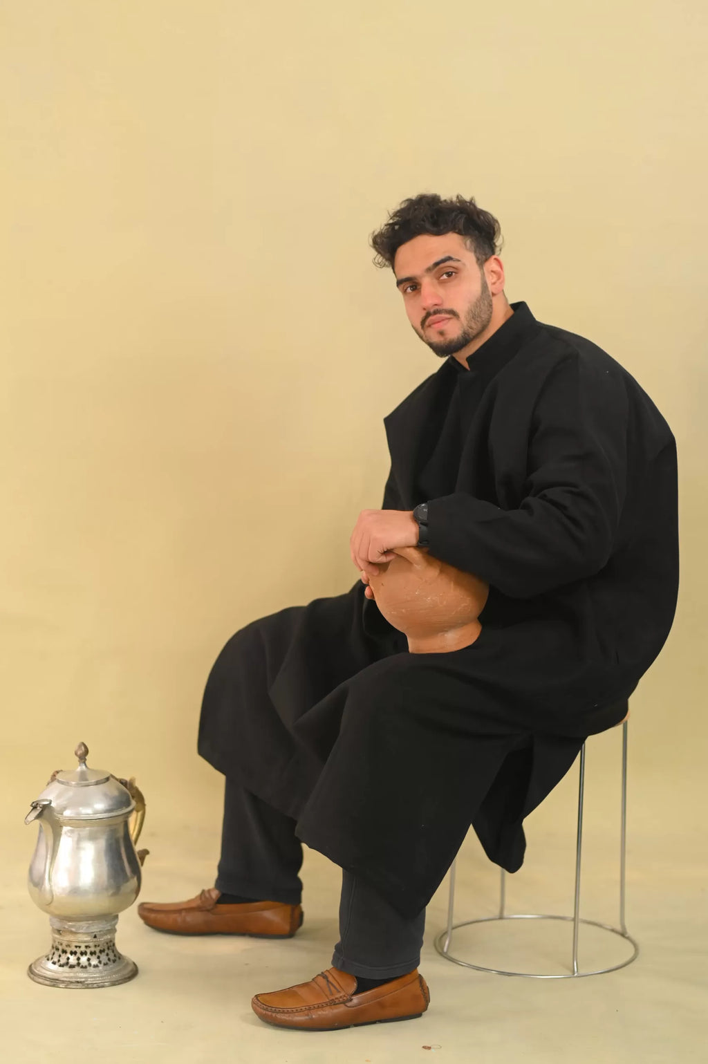 baraqah black winter pheran for men 