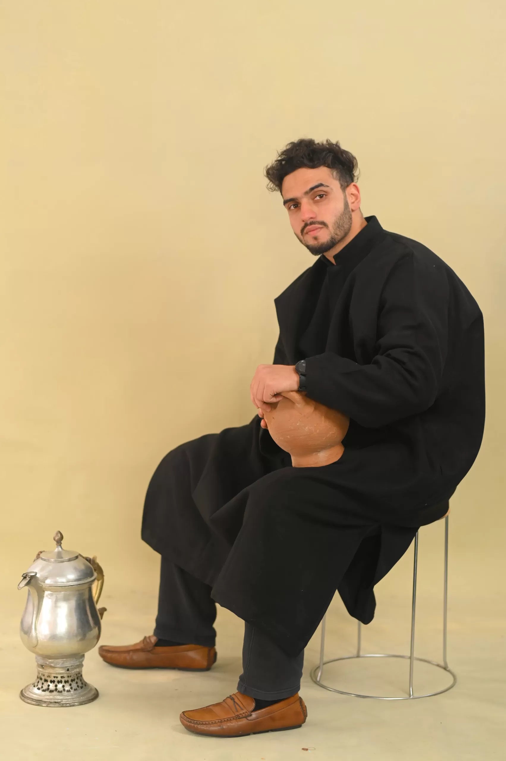 baraqah black winter pheran for men 