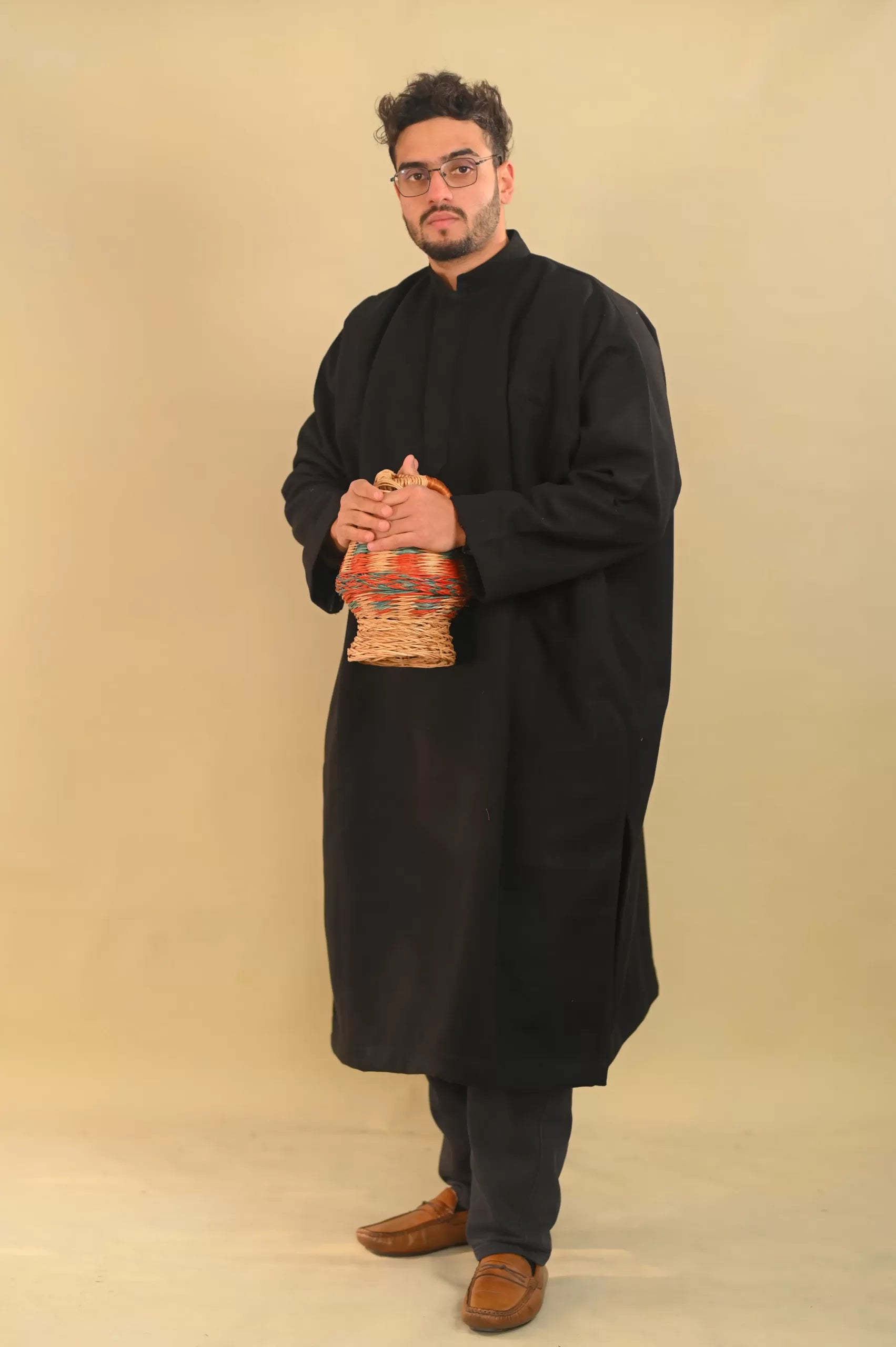 baraqah black winter pheran for men 