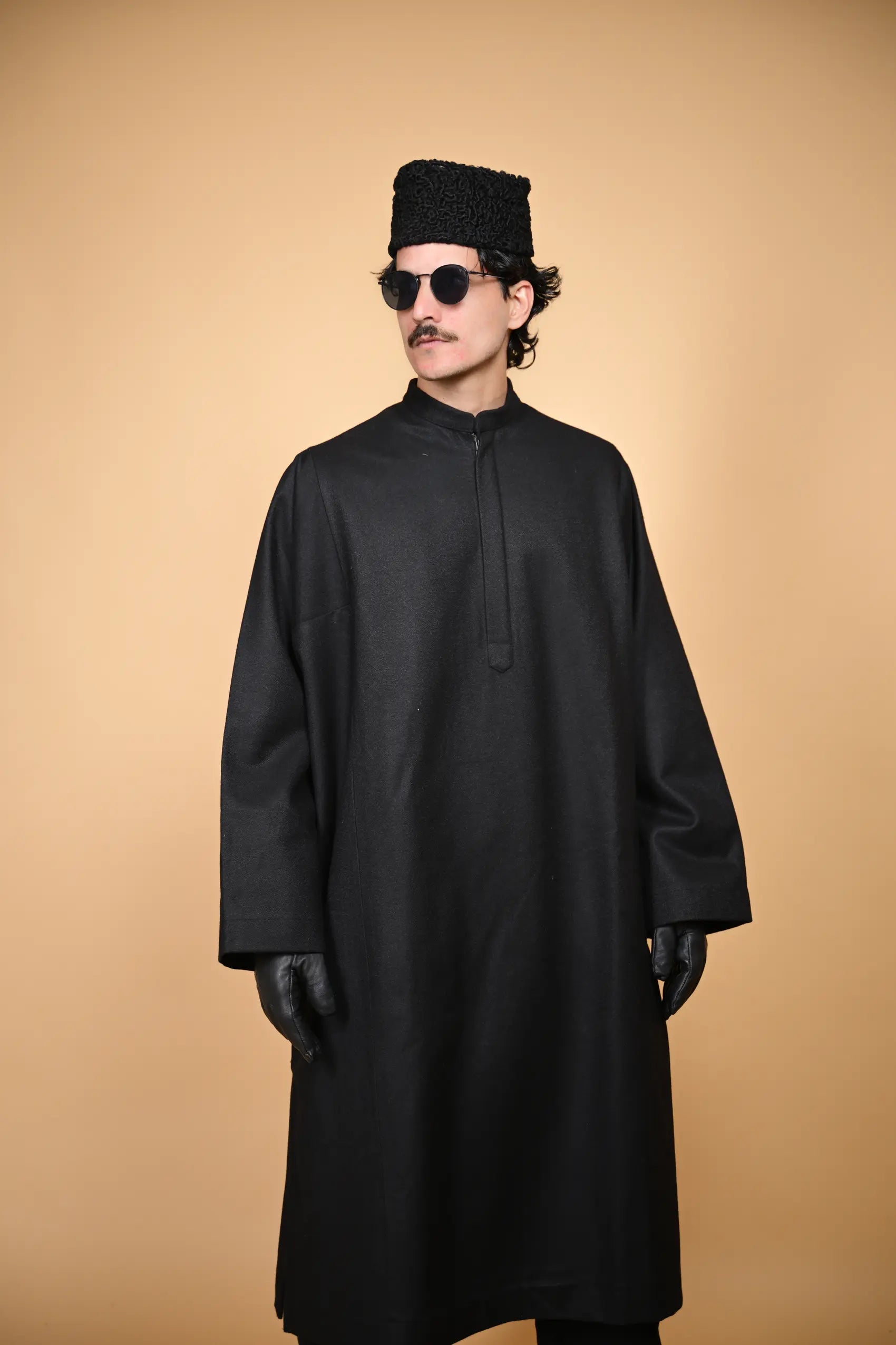 baraqah black tweed men pheran 