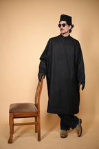 baraqah black tweed men pheran 