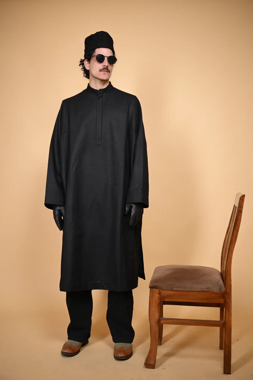 baraqah black tweed men pheran 