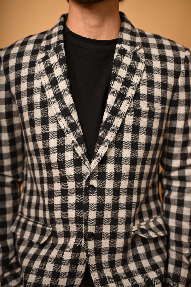 Black With White Bold Check Blazer