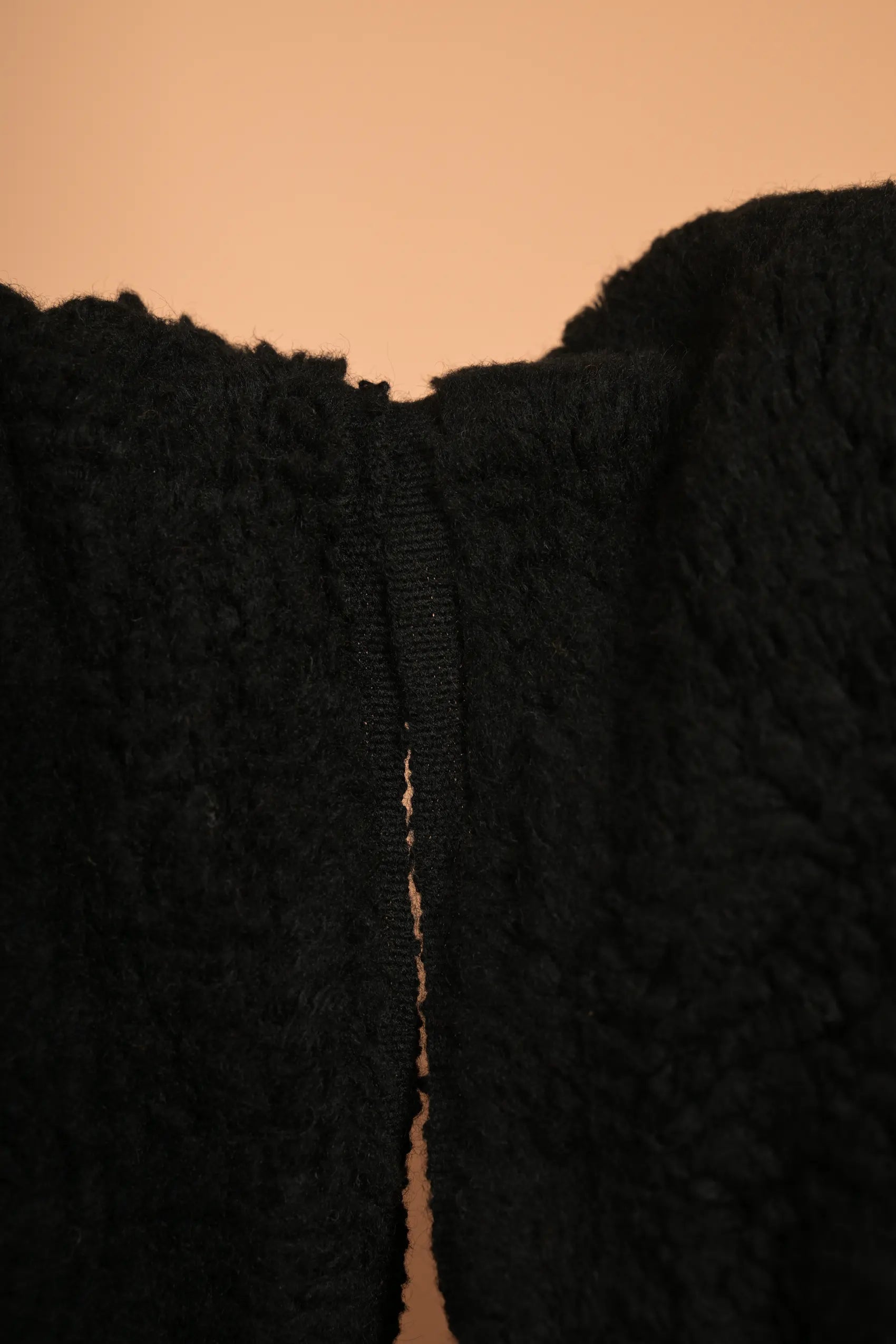 Black Furry Handwoven Merino Wool Blanket
