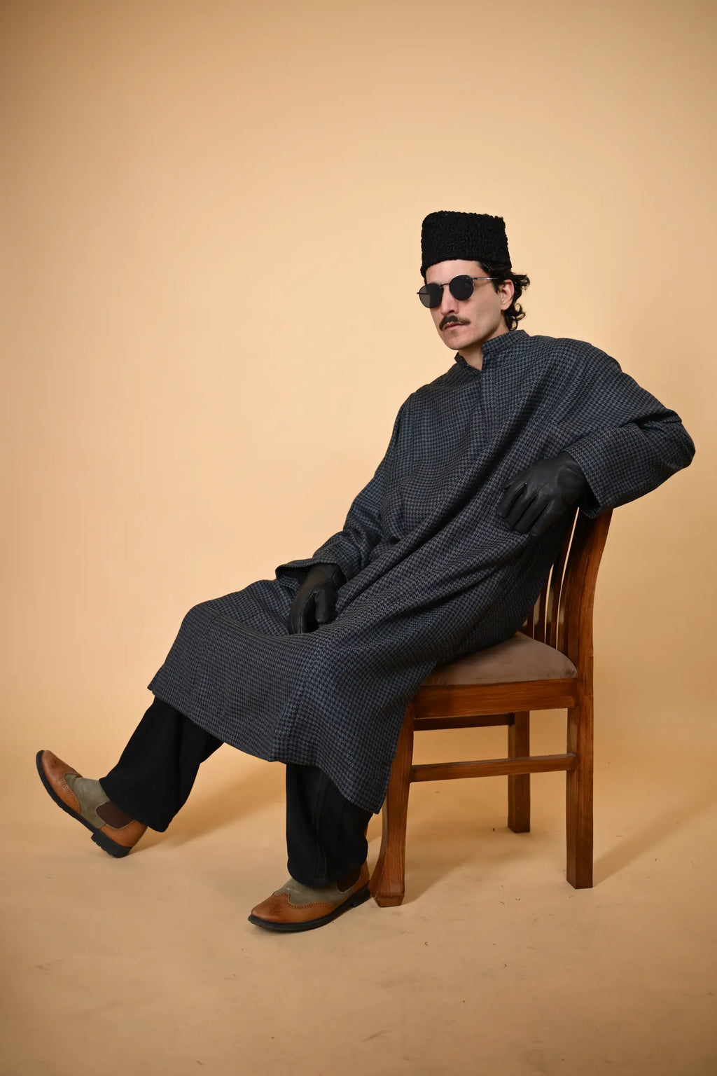 baraqah blue houndstooth winter pheran 