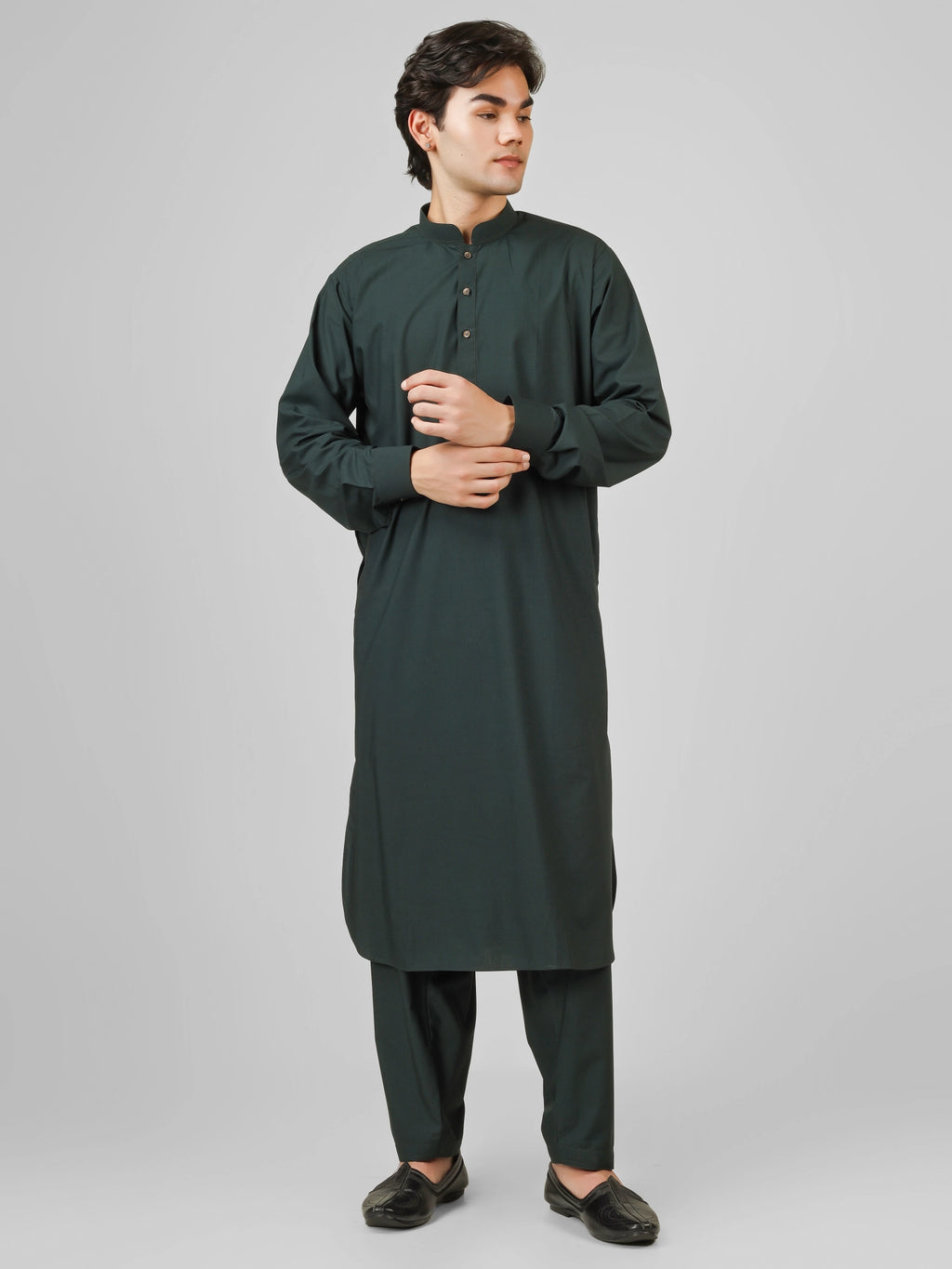 Rasheiq Bottle Green Kameez Shalwar