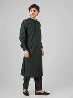 Rasheiq Bottle Green Kameez Shalwar