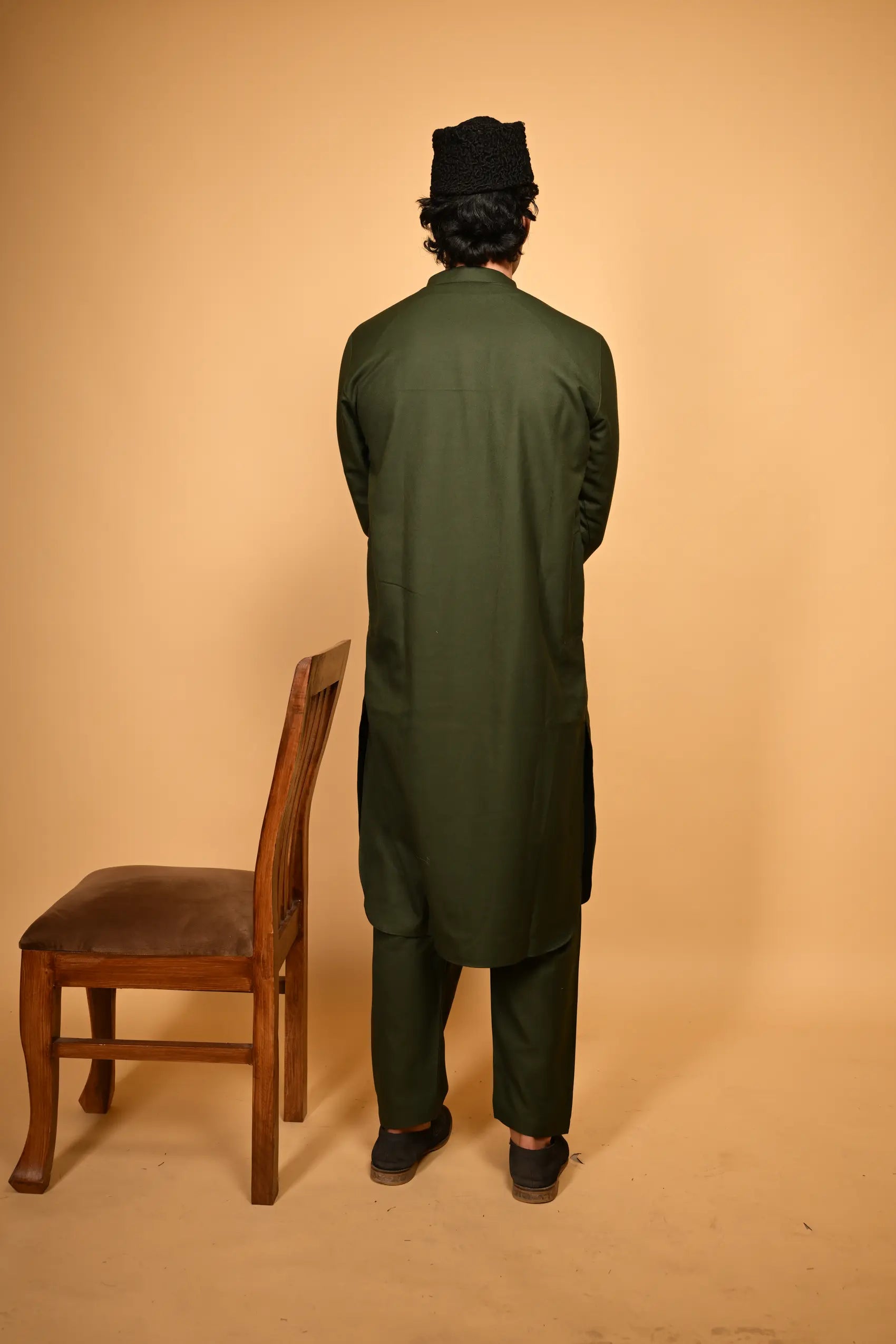 Pathan Bottle Green Kameez Shalwar