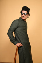 Suf Jakan Bottle Green Kameez Shalwar