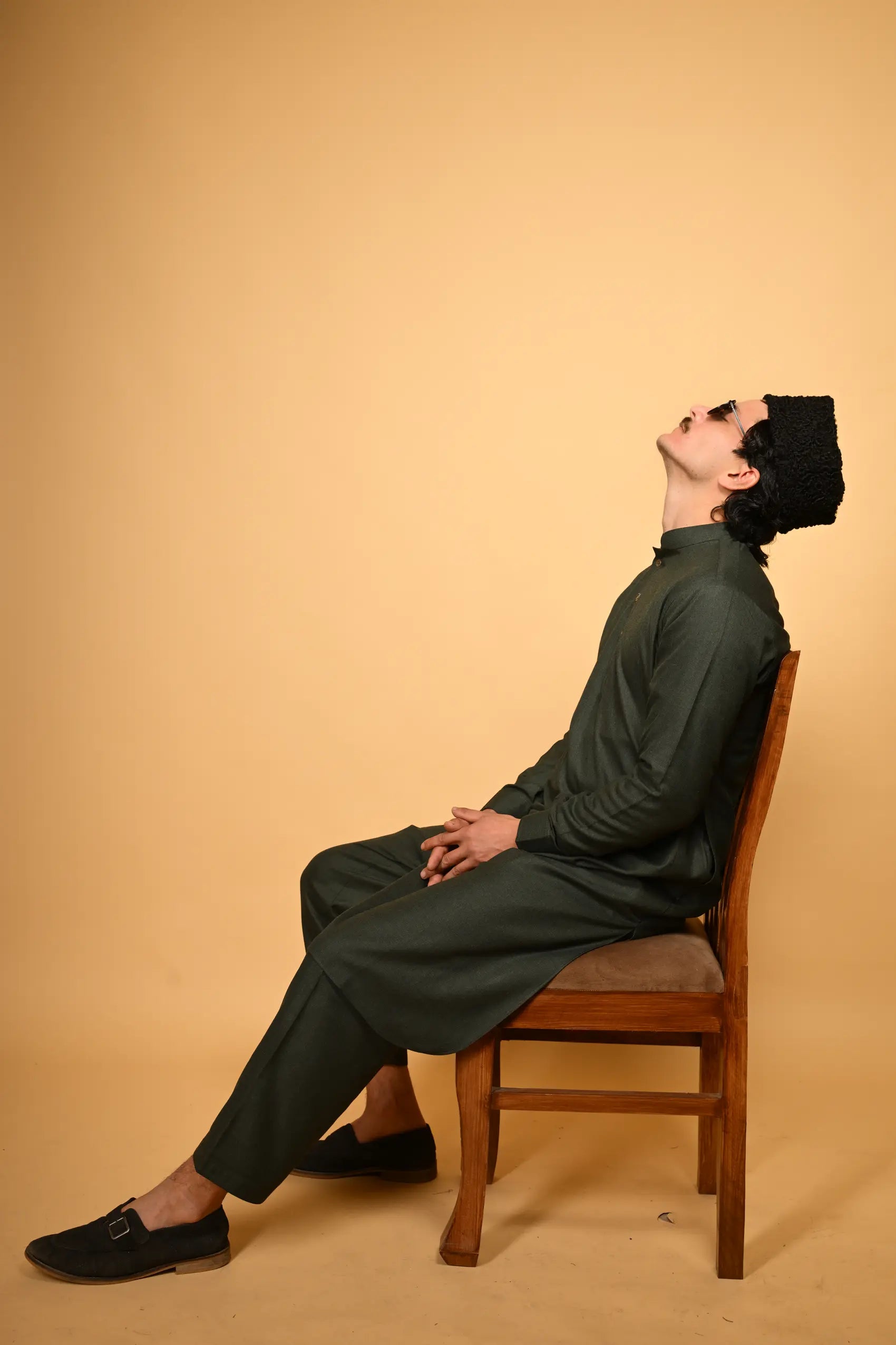 Suf Jakan Bottle Green Kameez Shalwar