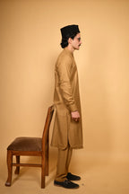 Pathan Bright Beige Kameez Shalwar