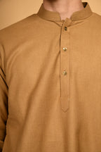 Pathan Bright Beige Kameez Shalwar