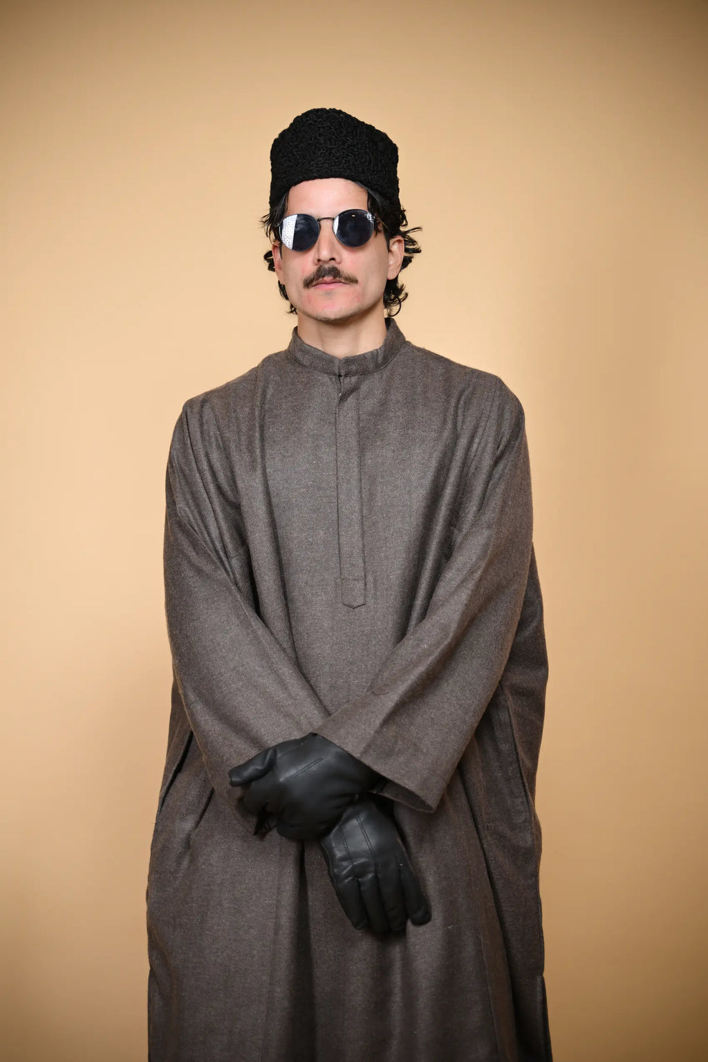 baraqah brown lined pheran for men 