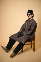 Brown Stone Weave kashmiri traditional Pheran For Men
