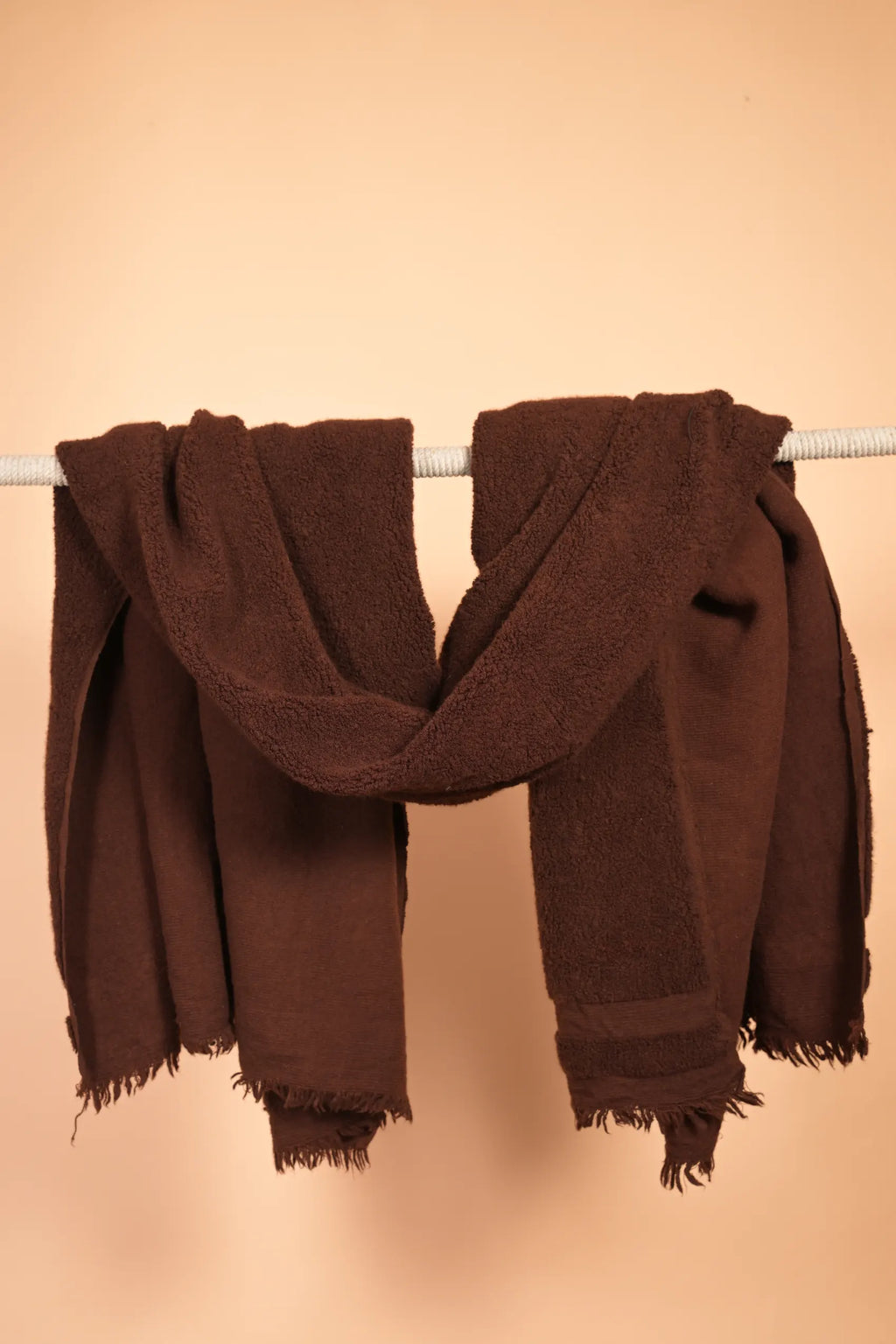 brown Furry Handwoven Merino Wool Blanket
