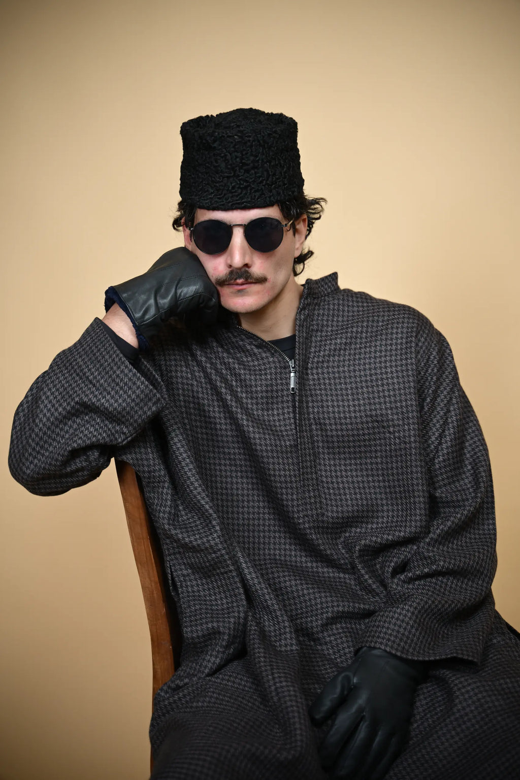baraqah brown houndstooth men traditional pheran 