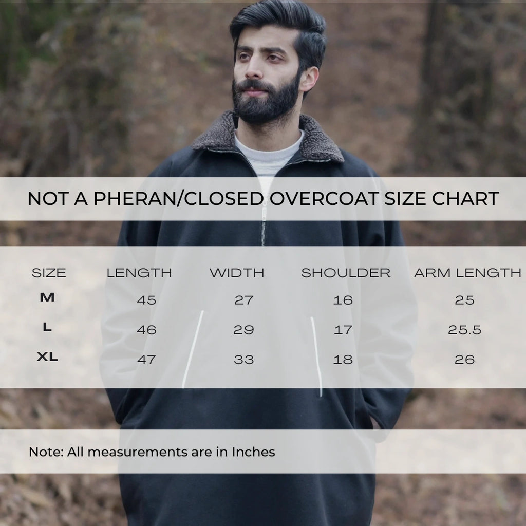 Onyx Black Fleece Closed Overcoat | Not A Pheran
