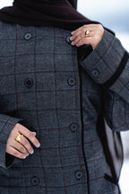 baraqah cobalt checkered winter abaya for women 