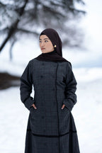 baraqah cobalt checkered winter abaya for women 