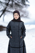 baraqah cobalt checkered winter abaya for women 