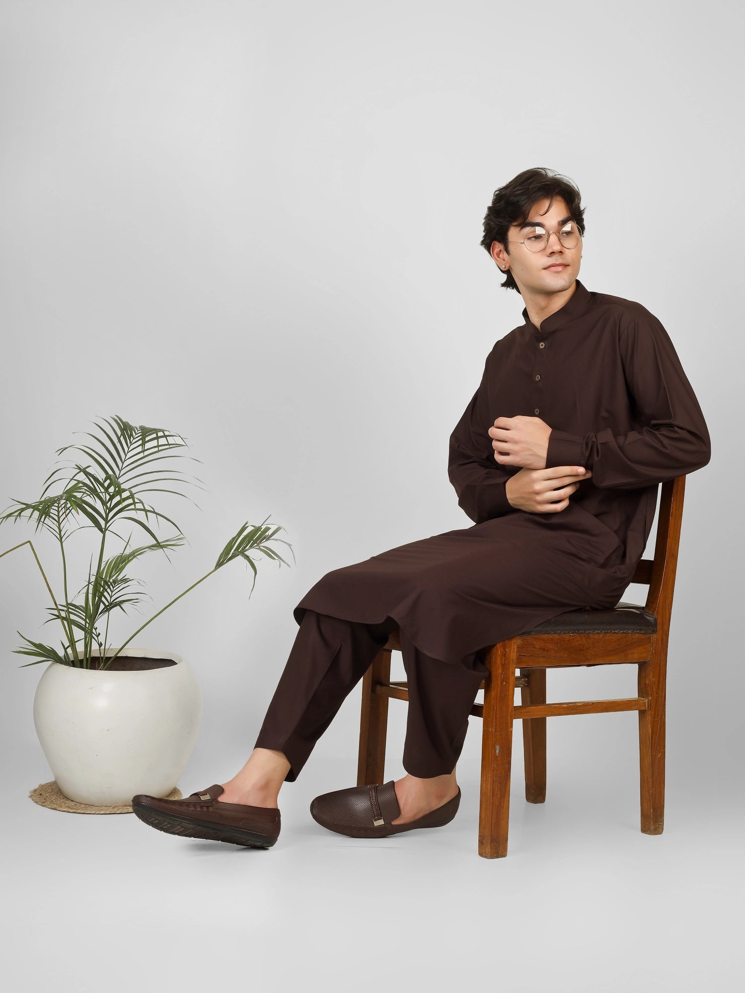 Rasheiq Coffee Brown Kameez Shalwar