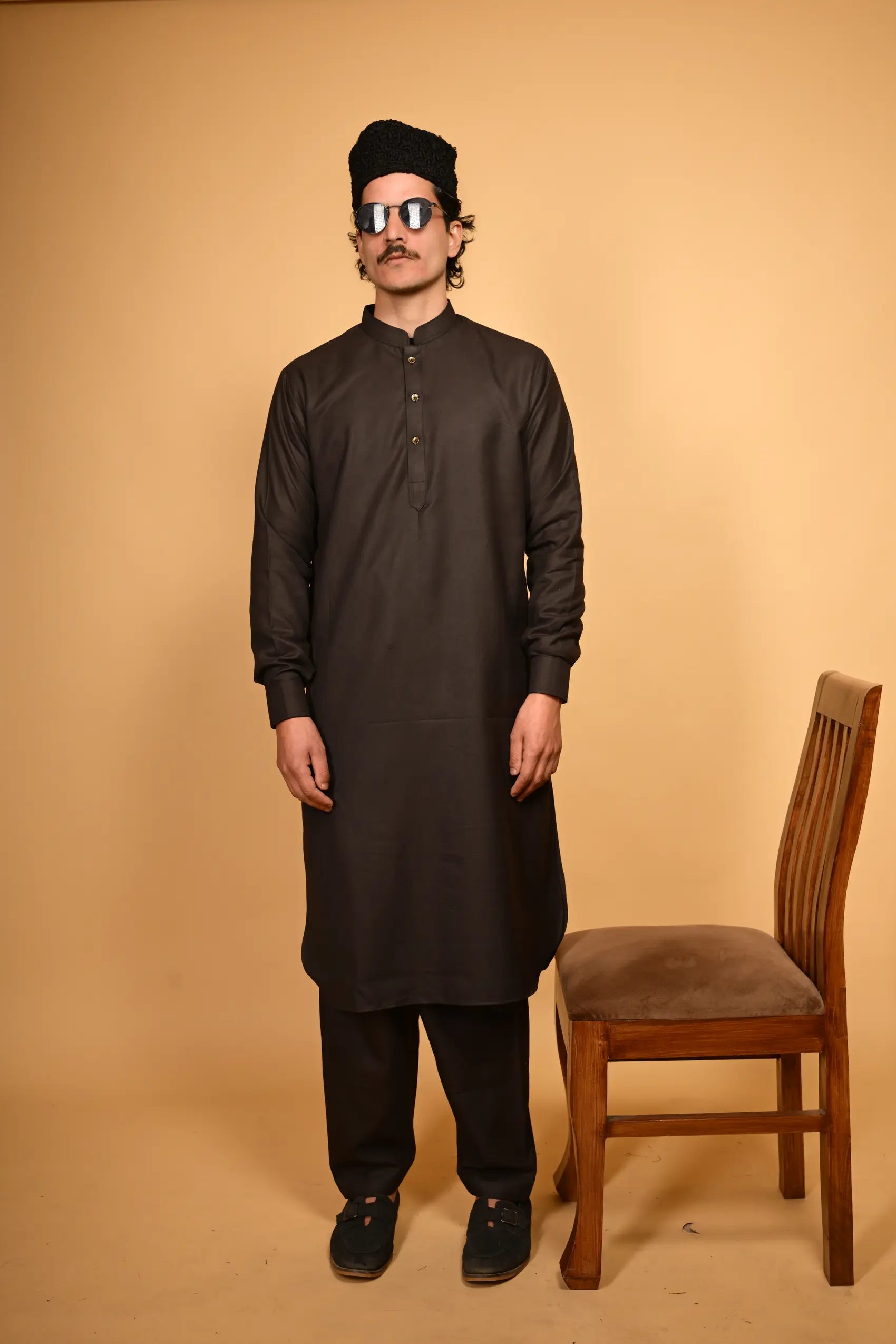 Pathan Coffee Brown Kameez Shalwar