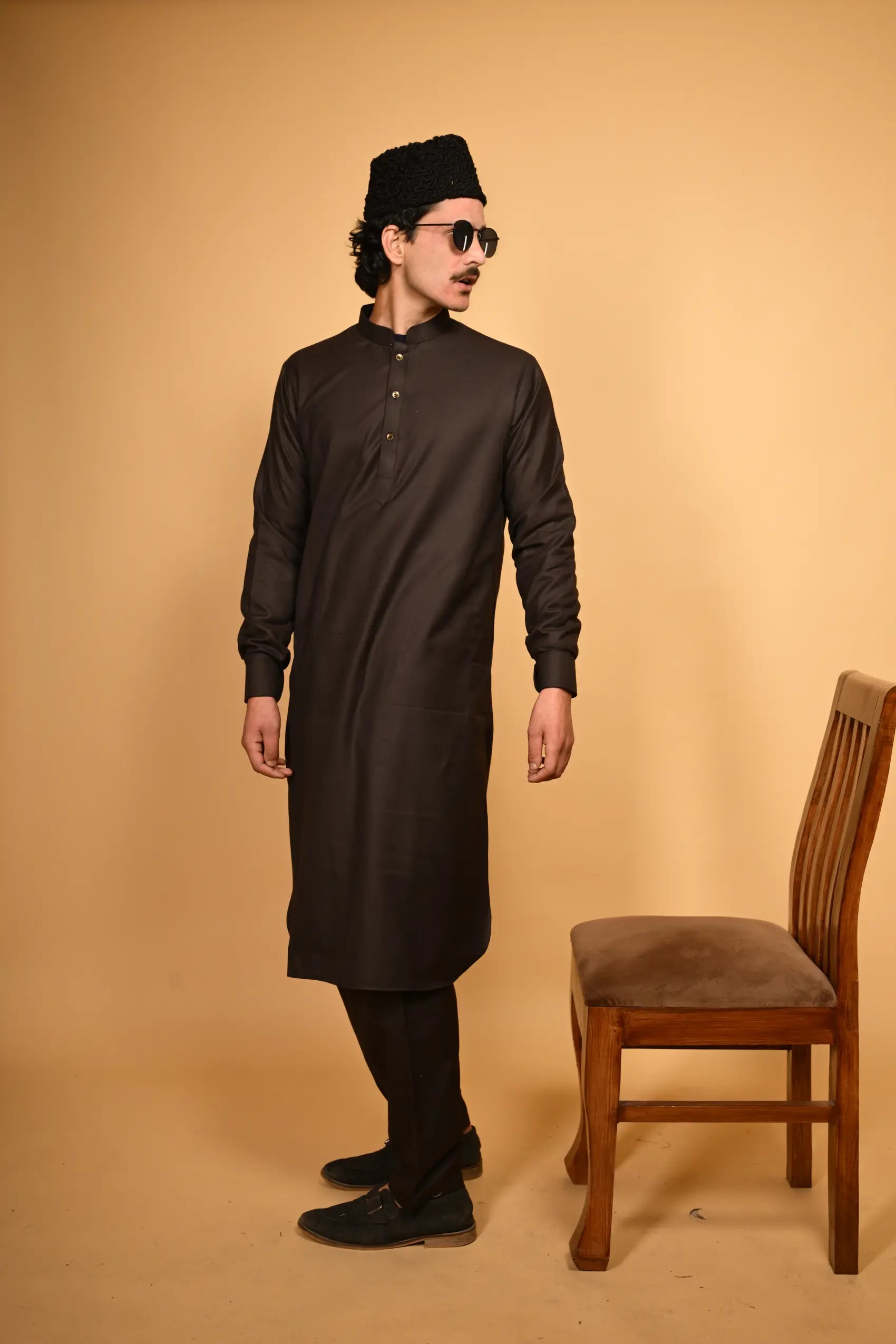 Pathan Coffee Brown Kameez Shalwar
