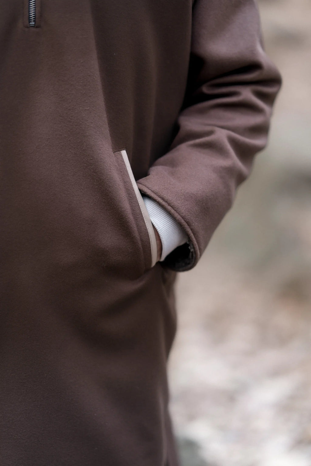Pecan Brown Fleece Closed Overcoat | Not A Pheran
