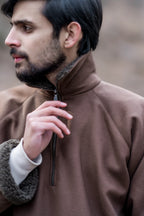 Pecan Brown Fleece Closed Overcoat | Not A Pheran