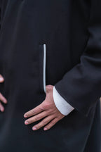 Onyx Black Fleece Closed Overcoat | Not A Pheran