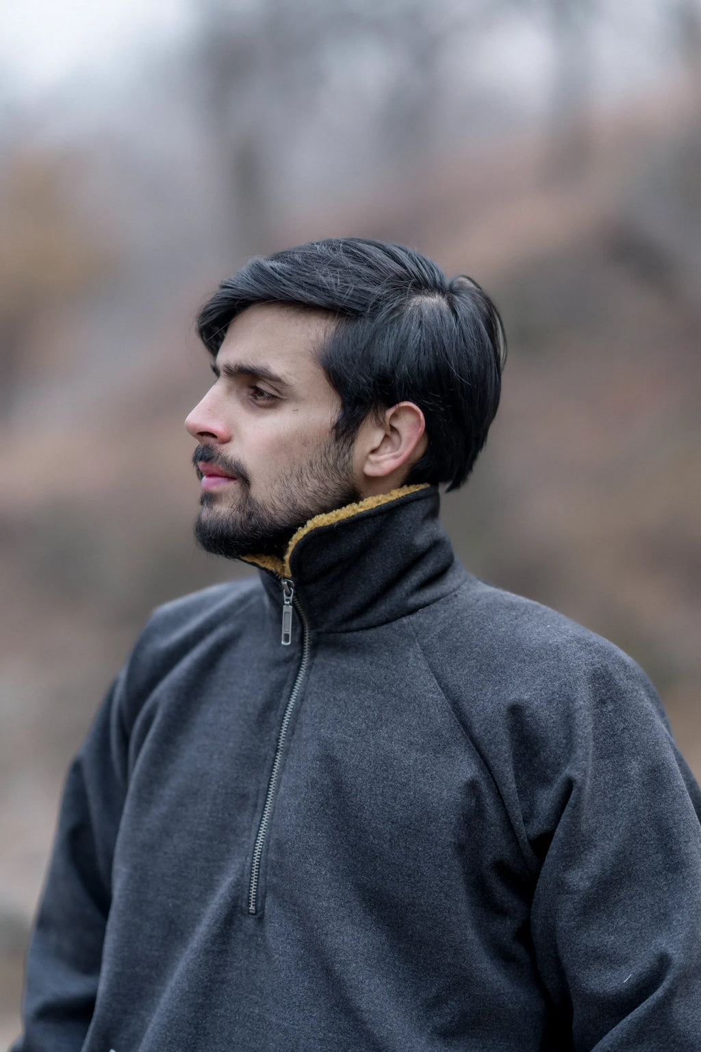 Anchor Gray Fleece Closed Overcoat | Not A Pheran