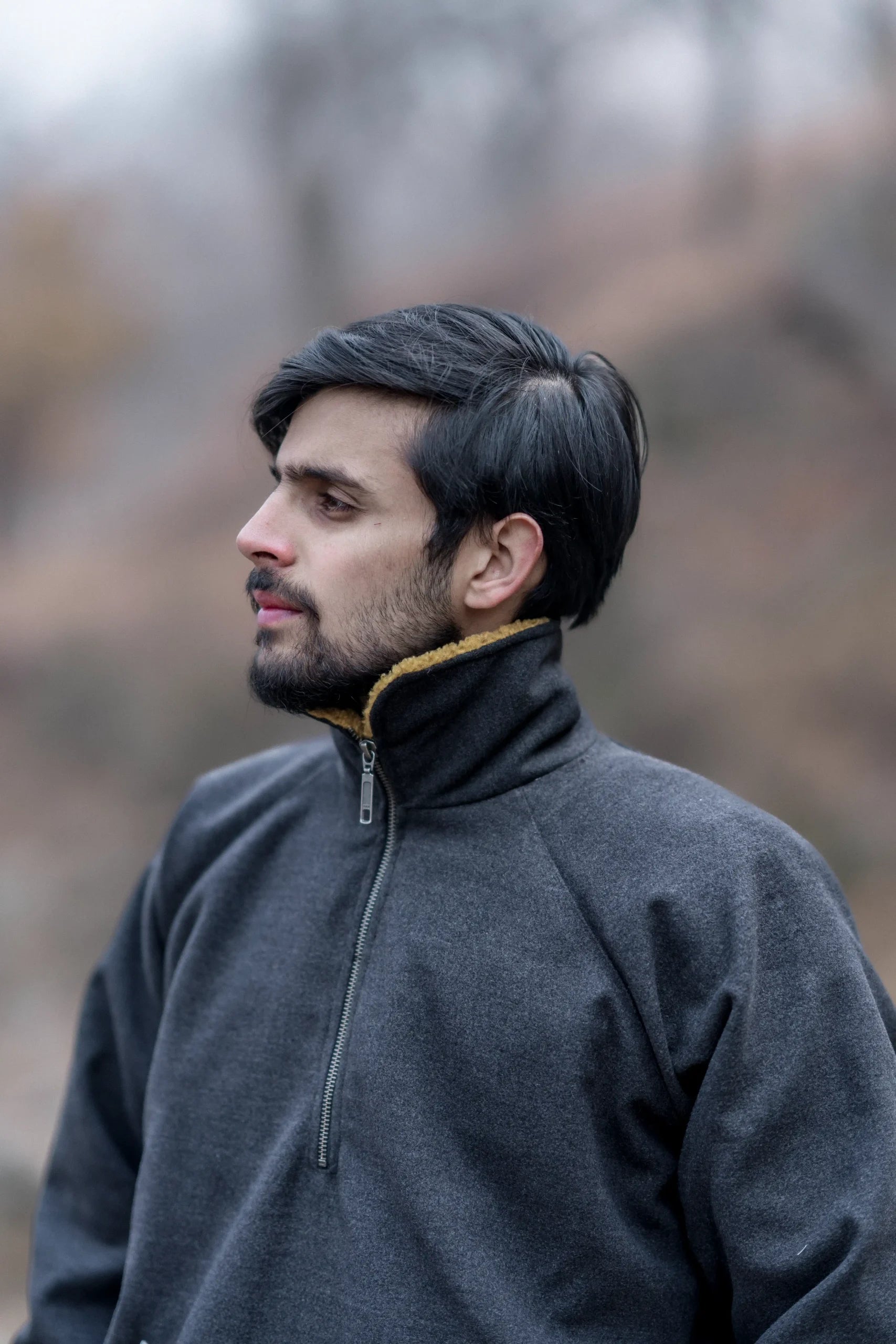 Anchor Gray Fleece Closed Overcoat | Not A Pheran