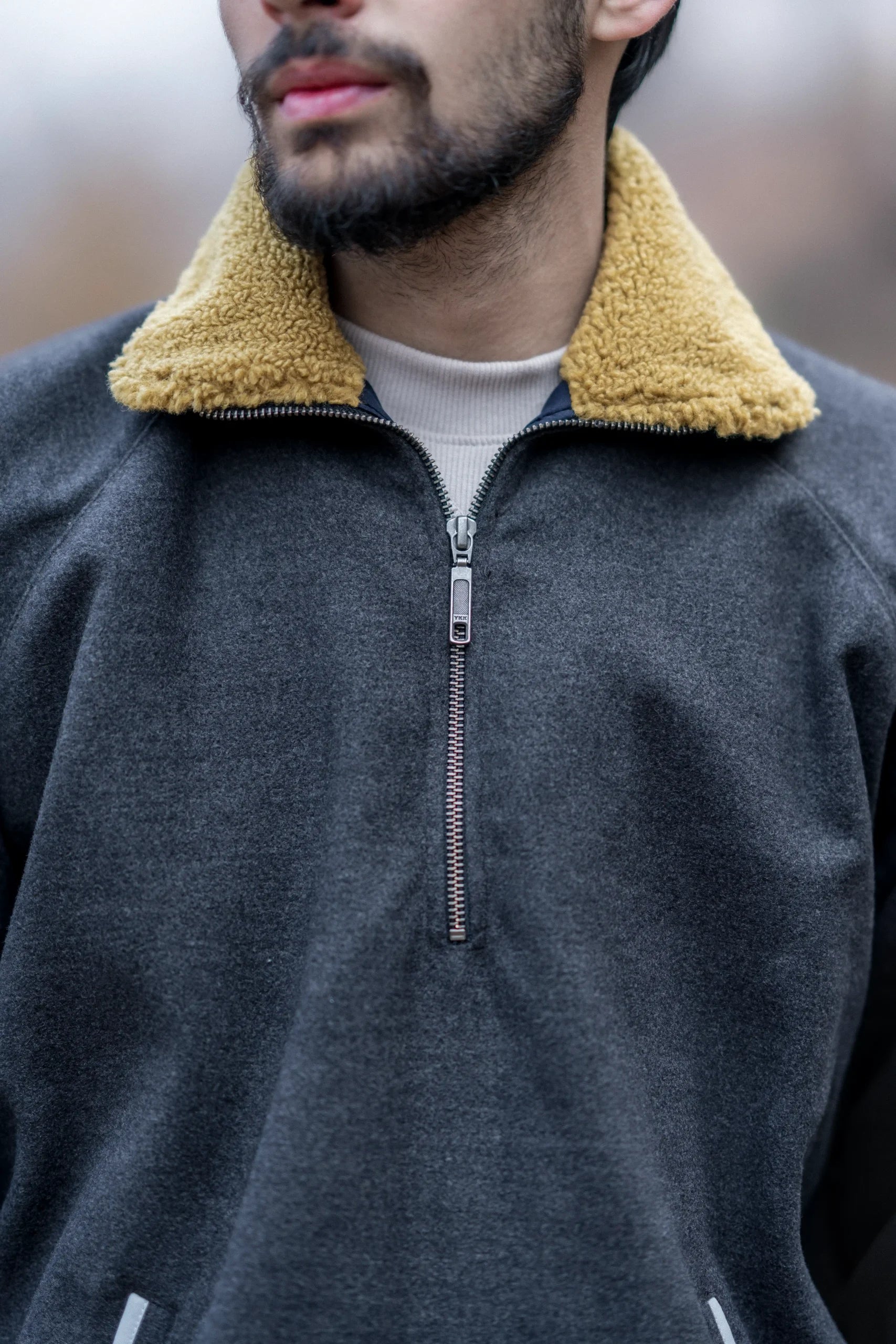 Anchor Gray Fleece Closed Overcoat | Not A Pheran