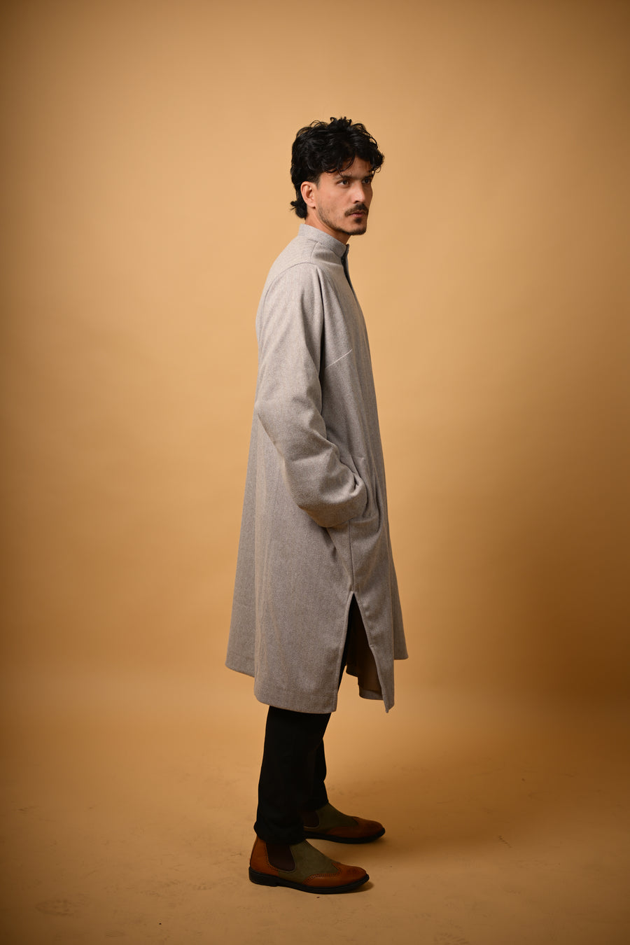 Cremish Grey Herringbone Pheran